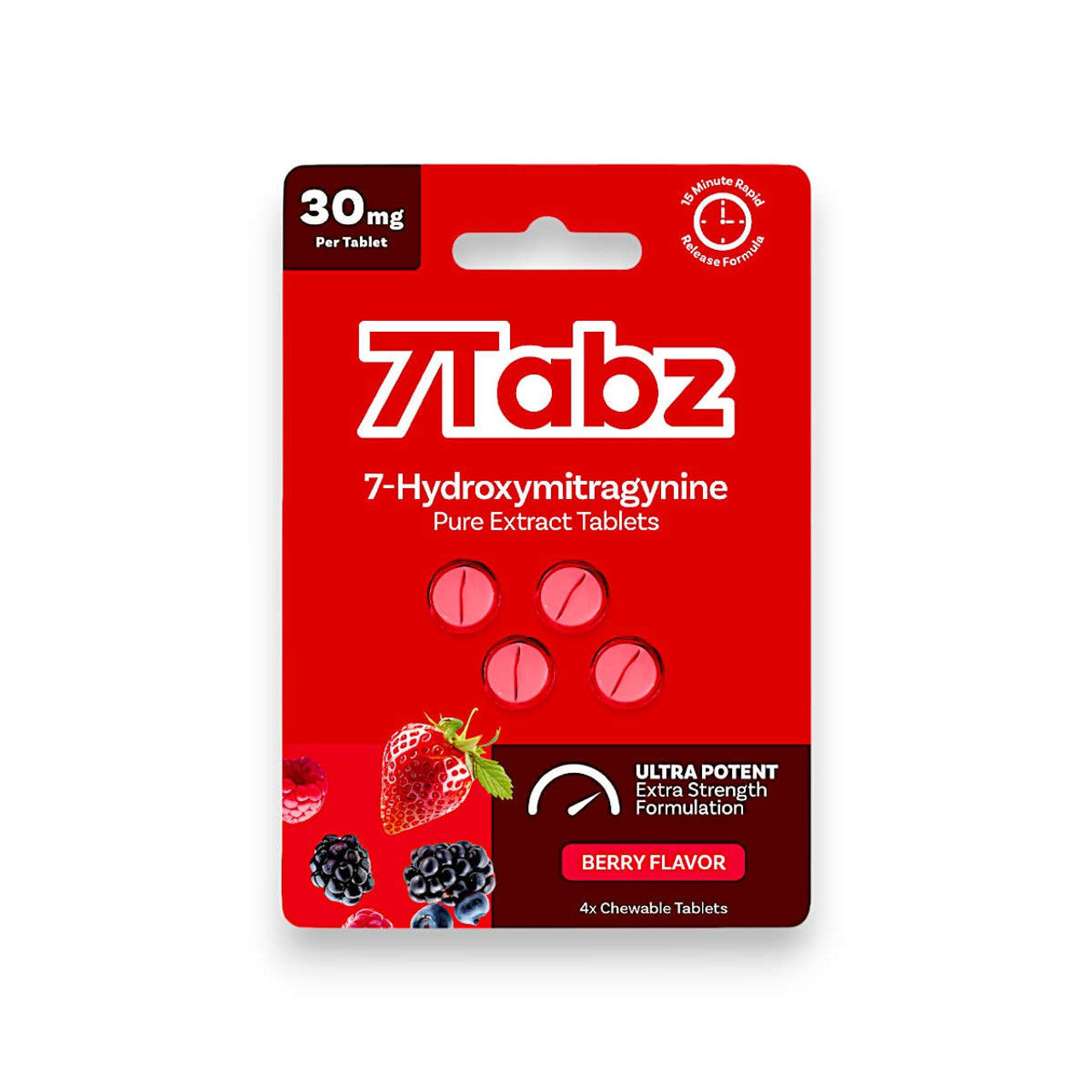 Buy 7Tabz Berry Kratom Tablets – 30mg 7‑Hydroxy (4‑Count) | Fast-Acting, Potent Chewables
