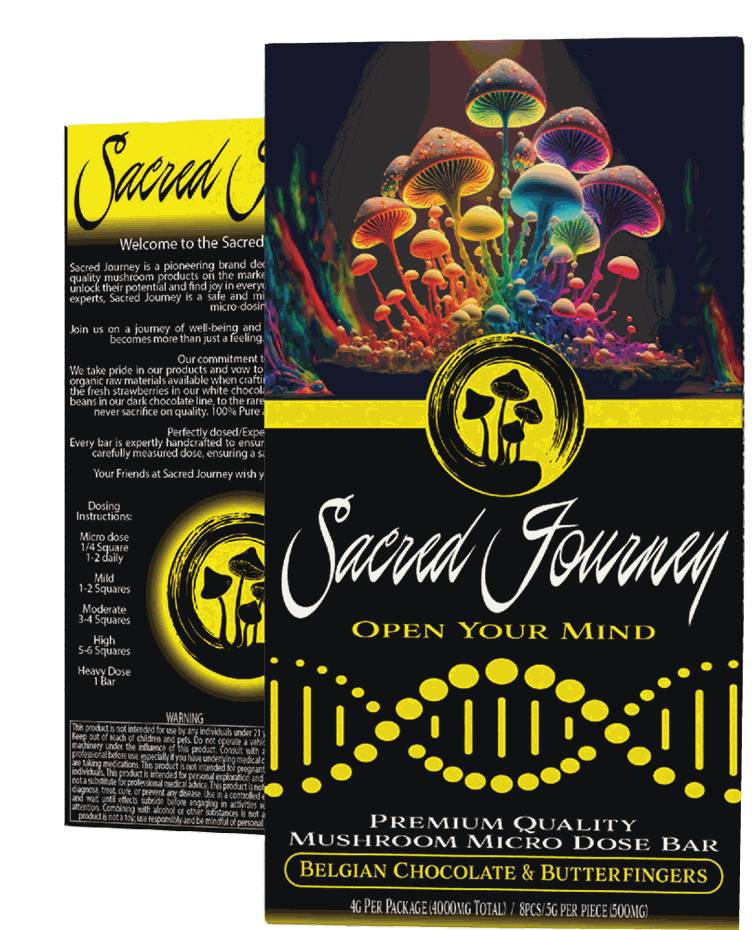 Sacred Journey Belgian Chocolate & Butterfinger – 4g Mushroom Chocolate Bar | Euphoric Edible