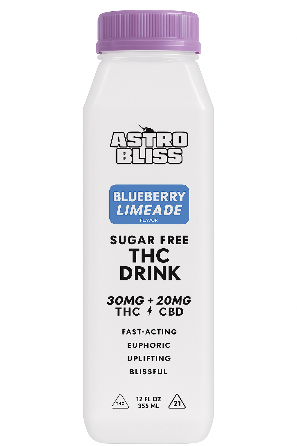 Astro Bliss Blueberry Limeade – 30mg THC + 20mg CBD Nano-Infused Lemonade