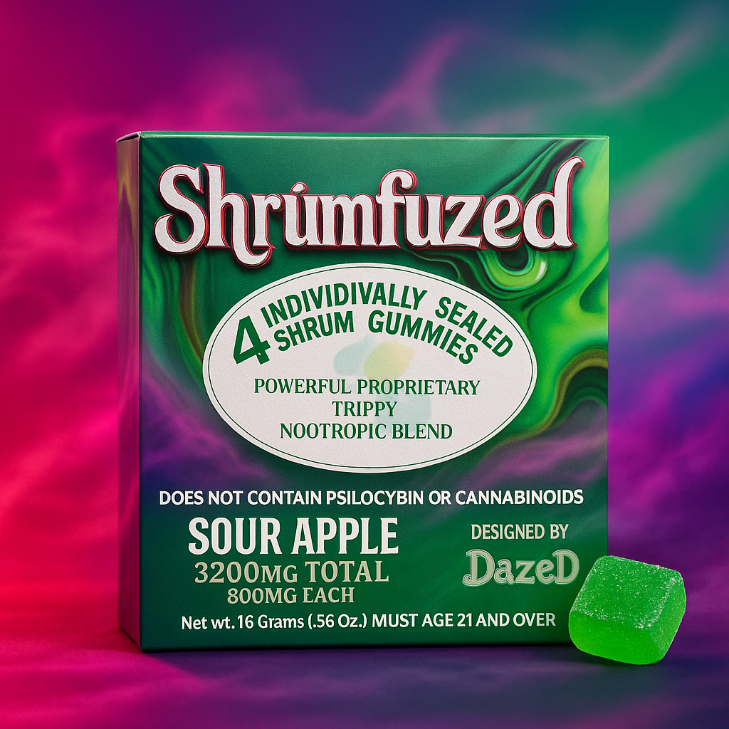 Shrumfuzed Sour Apple 4-Pack Nootropic Mushroom Gummies - Experience Premium Focus & Creativity