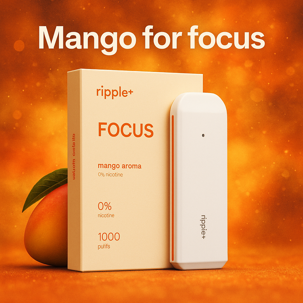 Ripple+ FOCUS – Mango Green Tea | Nicotine‑Free Focus‑Enhancing Botanical Vapor