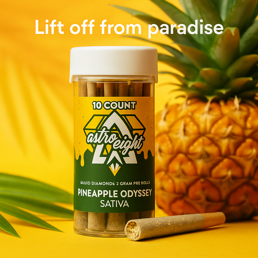 (10ct Jar) ASTRO EIGHT THCA LIQUID DIAMOND 2GRM PREROLL PINEAPPLE ODYSSEY (SATIVA)