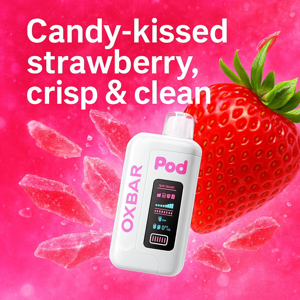 Jolly Pink Strawberry – OXBAR Nic Switch 35K Puff Disposable Vape w/ Adjustable Nicotine & Flavor