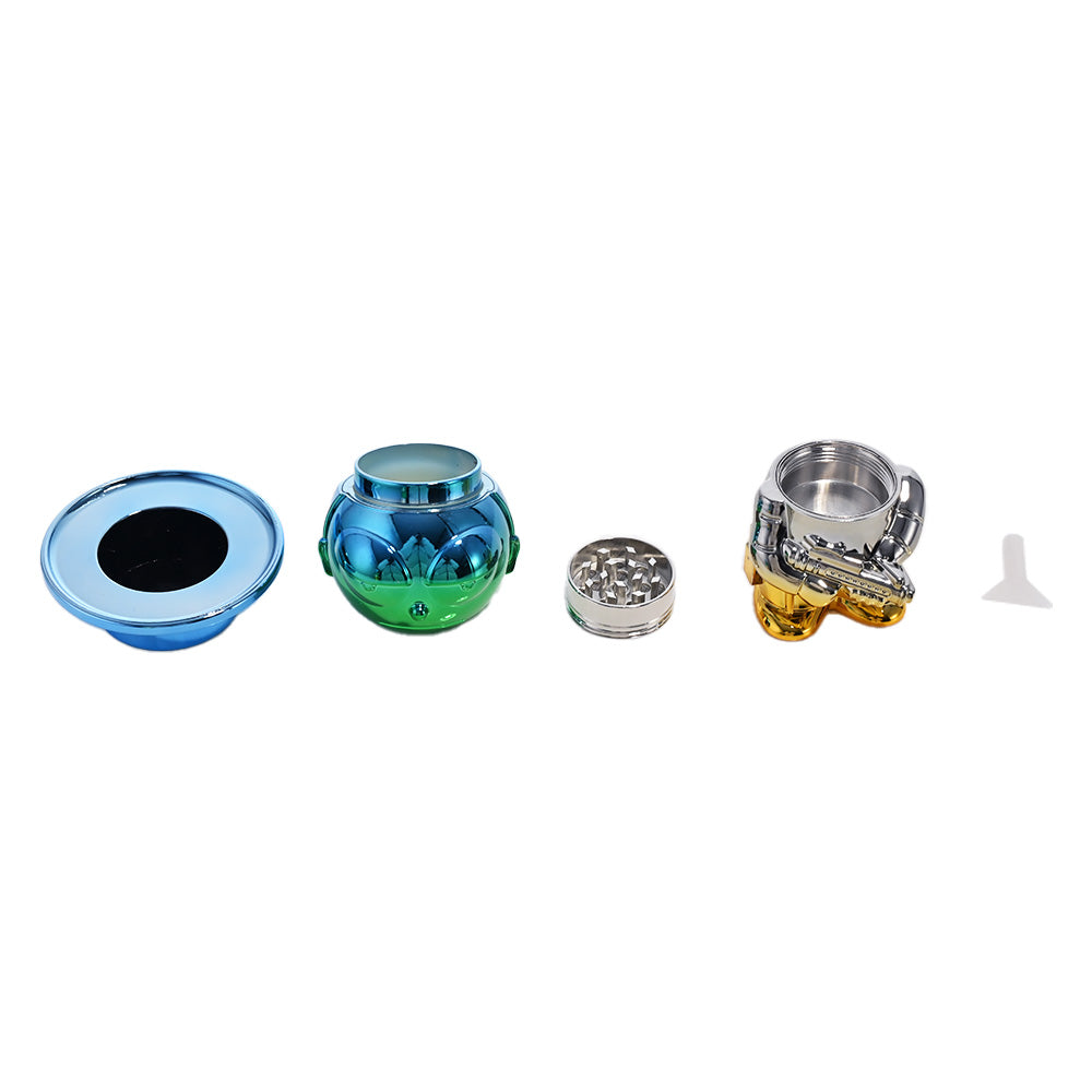 Creative Doll Chrome Herb Grinder – 4-Piece Sculpted Toy-Inspired Design