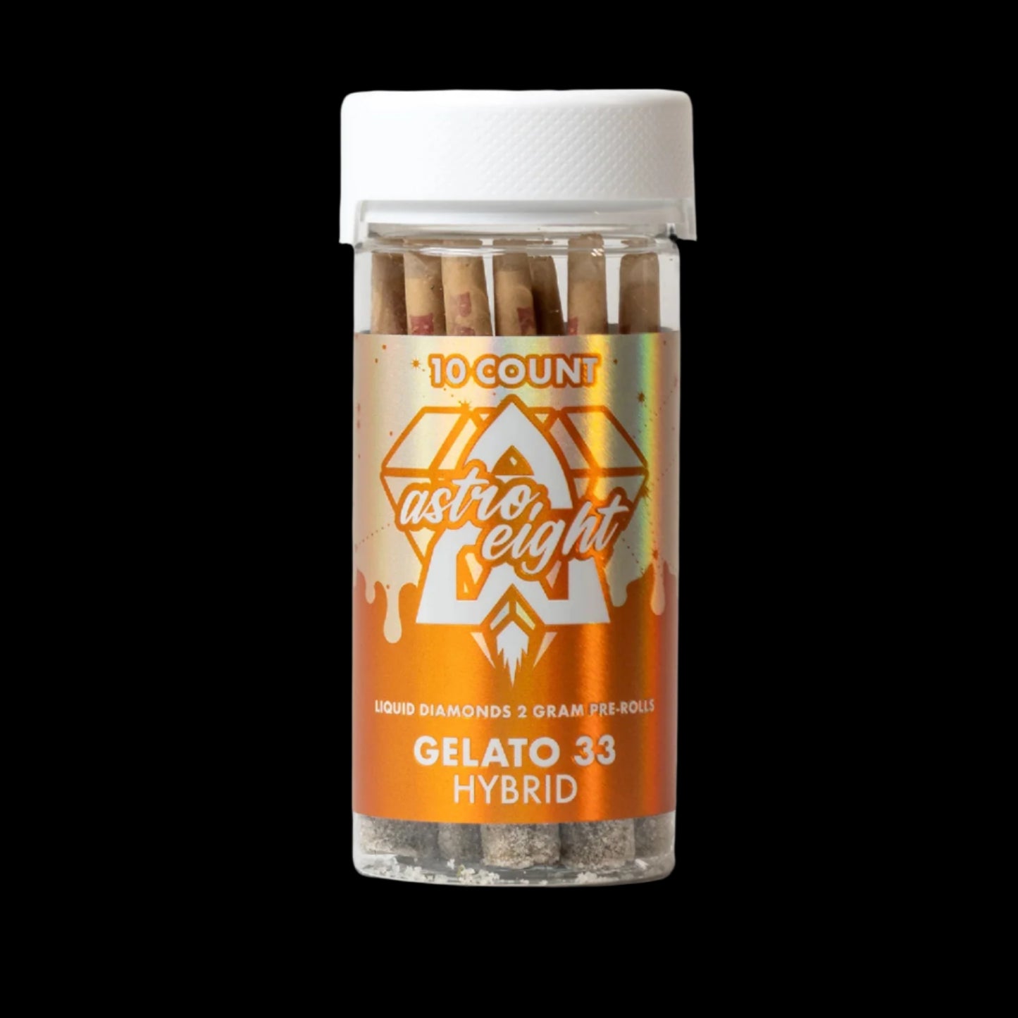 (10ct Jar) ASTRO EIGHT THCA LIQUID DIAMOND 2GRM PREROLL GELATO 33 (HYBRID) (JAR)