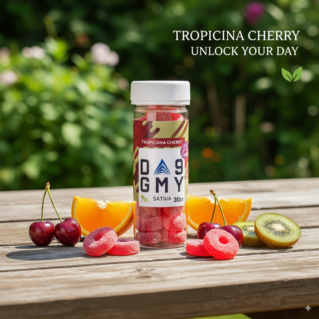 Tropicana Cherry Delta-9 Gummies – 810mg | 30ct Sativa Edibles by A Gift From Nature