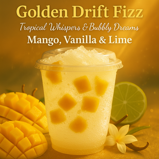 Golden Drift Fizz Premium Mango Vanilla Lime Functional Beverage Cloud Culture Refresher Cloud Culture St Pete - side view