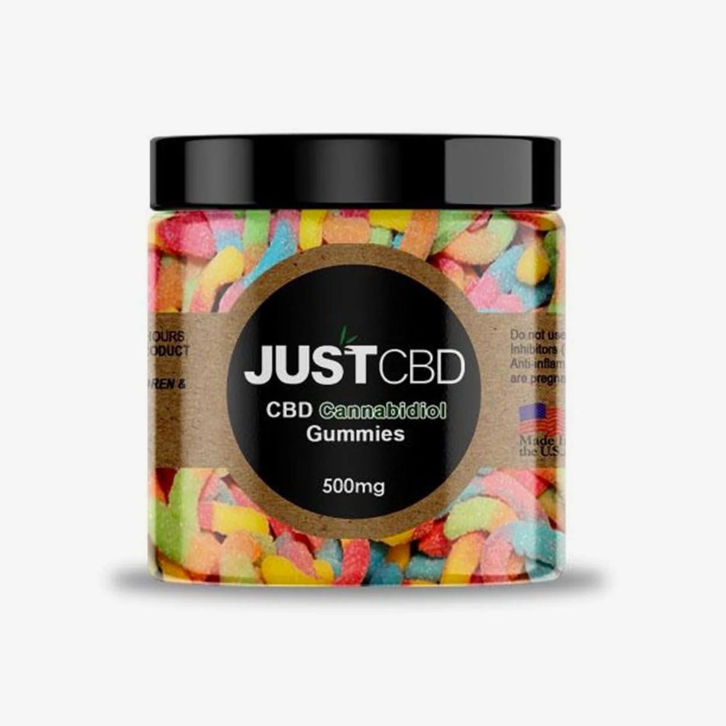 JustCBD Sour Gummy Worms – 500mg CBD | Mixed Fruit Flavors