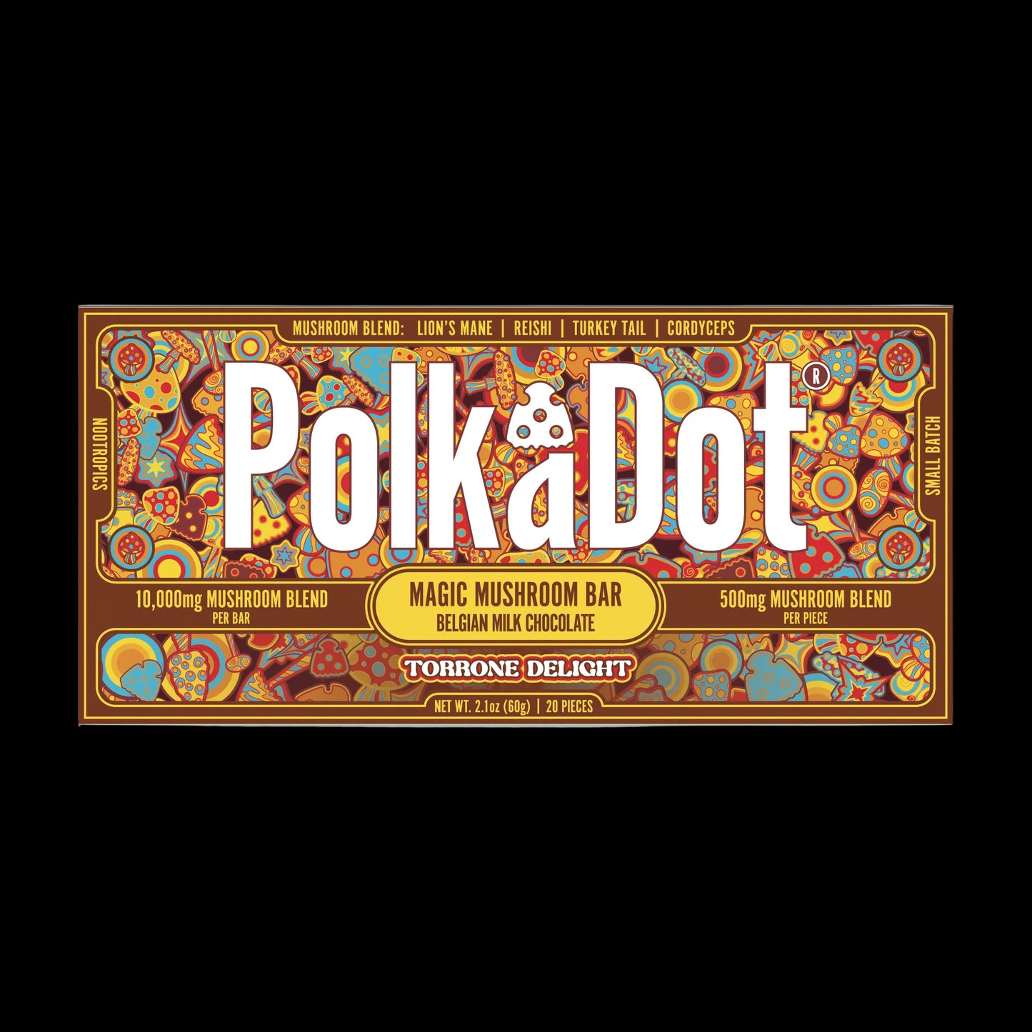 Polkadot Torrone Delight | Buy 10,000mg Gourmet Mushroom Chocolate Bar