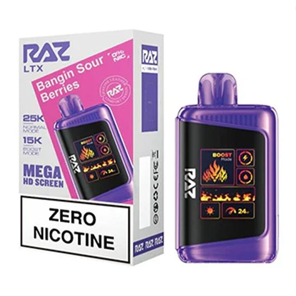 Buy Bangin Sour Berries Zero Nicotine Vape – RAZ LTX 25K Smart Screen | Cloud Culture