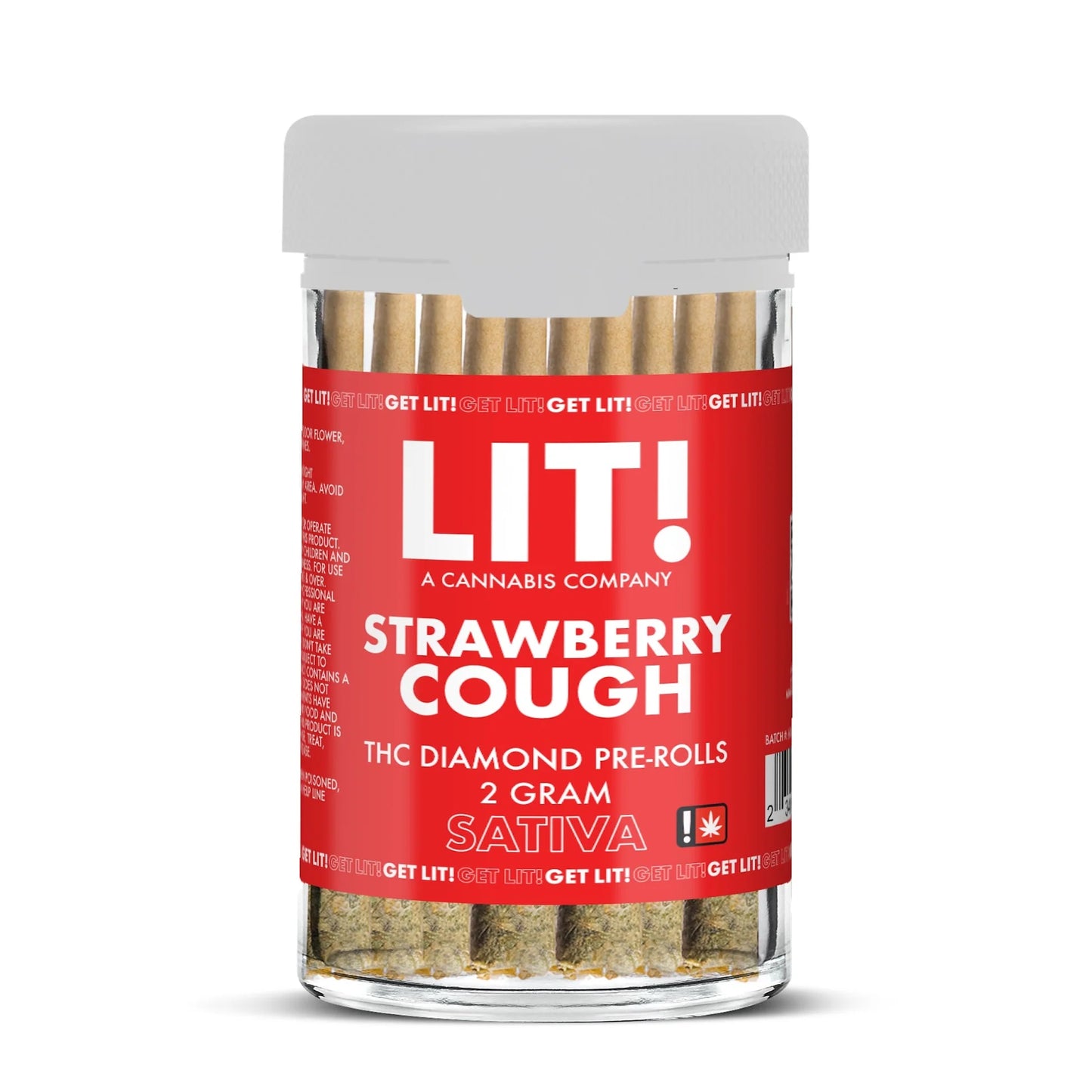 LIT THC Diamond 2 g Pre‑Rolls – Strawberry Cough (Liquid Diamonds Infused) 10ct Jar