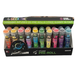 GEEK THC PLATINUM 2GRM PREROLL with GUMMY ASSORTED DISPLAY