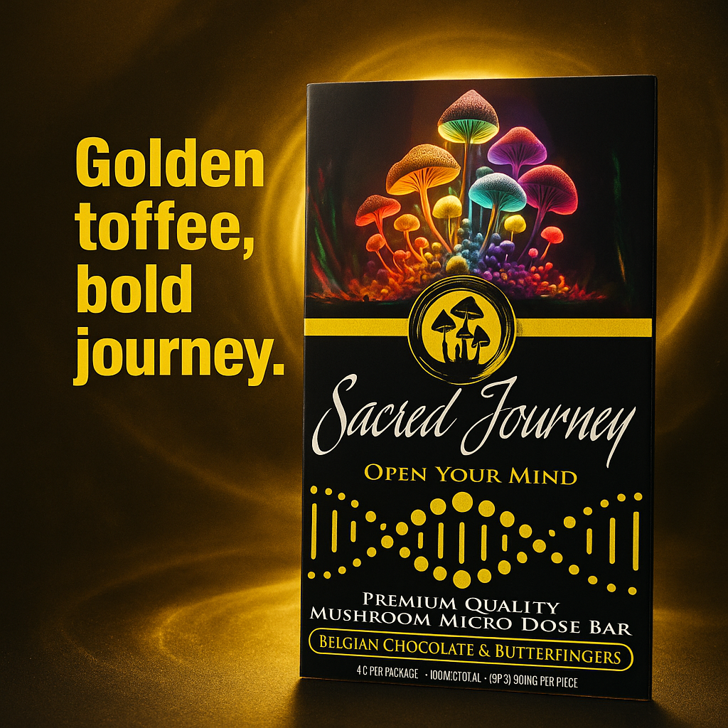Sacred Journey Mushroom Chocolate Bar – Belgian Chocolate & English Toffee | 4 g Microdose Edible