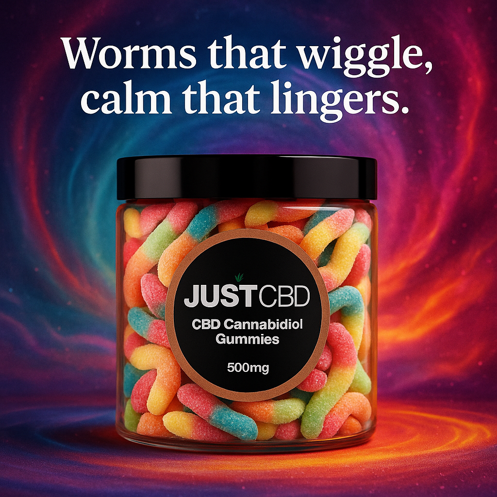 JustCBD Sour Gummy Worms – 500mg CBD | Mixed Fruit Flavors
