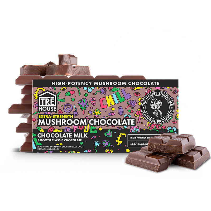 TRE House Extra Strength Mushroom Chocolate Bar Chocolate Milk 15 squares lab tested COA published — Cloud Culture St Pete
