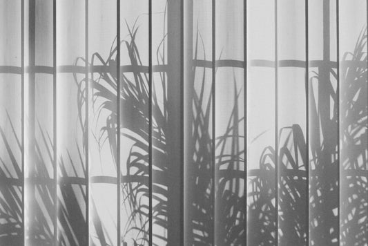 black and white leaf print curtain