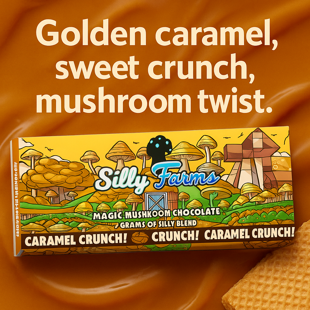 Caramel Mushroom Chocolate Bar – Silly Farms Caramel Crunch
