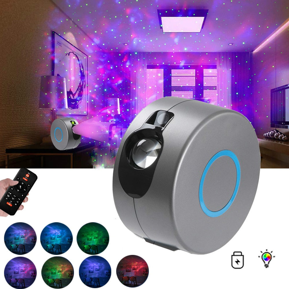 Galaxy projector aesthetic bedroom lighting space vibes night