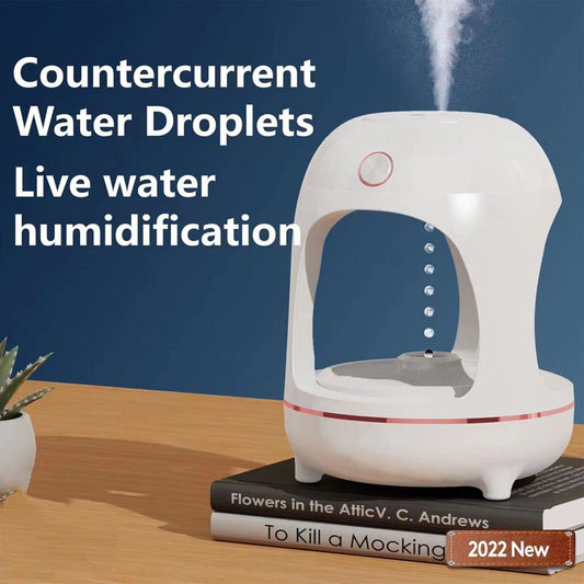 Levitating water fountain anti-gravity LED desk aesthetic