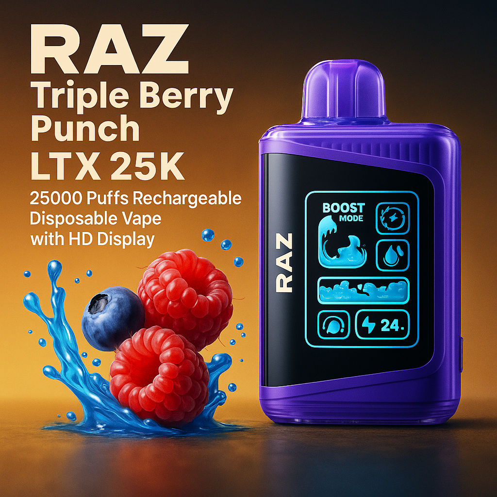 RAZ Triple Berry Punch LTX 25K - 25000 Puffs Rechargeable Disposable Vape with HD Display - Hemp Vape Cloud Culture