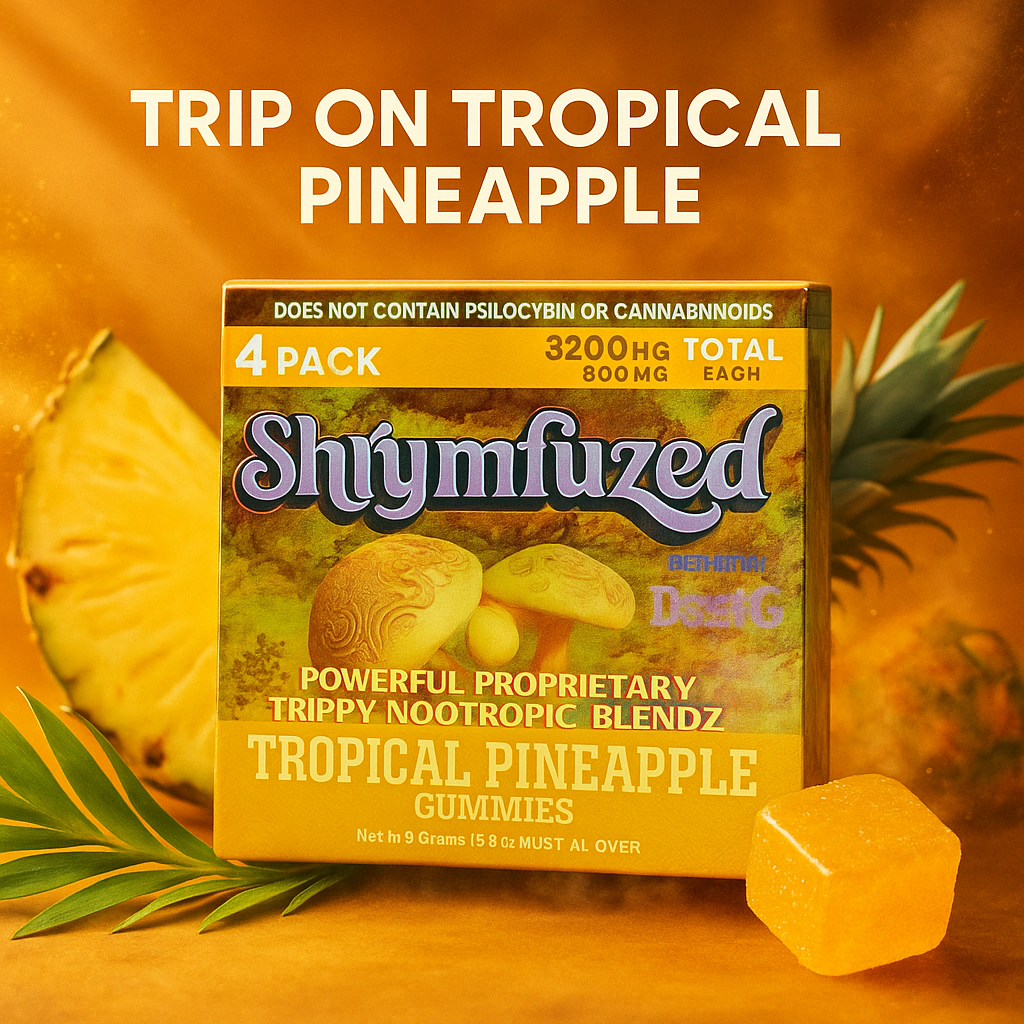 Shrumfuzed Premium Tropical Pineapple Mushroom Gummies - 3200mg Nootropic Blend (4-Pack)