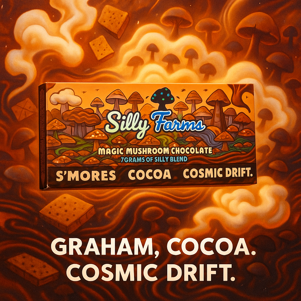 Silly Farms Magic Mushroom Chocolate S'mores – Premium Velvety 7g Mystical Bar