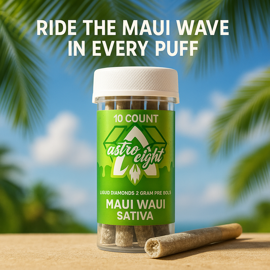 (10ct Jar) ASTRO EIGHT THCA LIQUID DIAMOND 2GRM PREROLL MAUI WAUI (SATIVA)