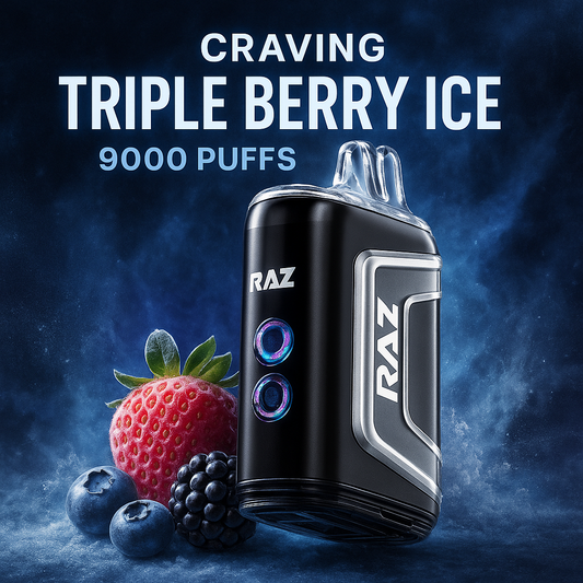 Triple Berry Ice RAZ TN9000 Vape – 9000 Puff Rechargeable (5% Nicotine, Mesh Coil)