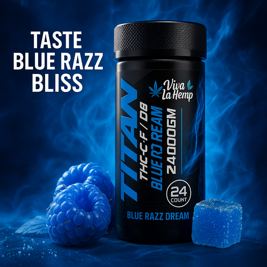 VIVA LA HEMP TITAN (THC-P/D8) 24000MG GMY 24CT JAR BLUE RAZZ DREAM