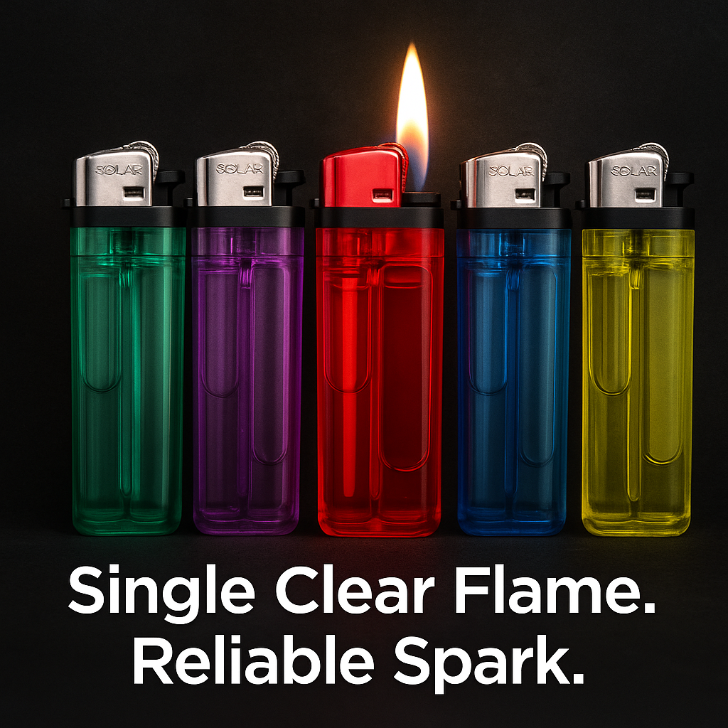 Solar Lite Disposable Lighter – Single Clear Flame