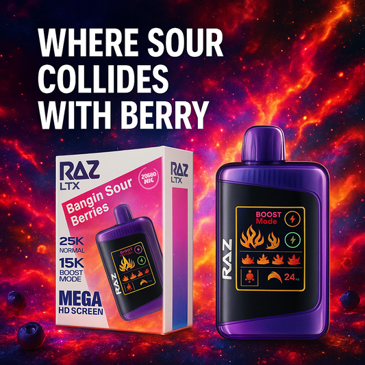 Bangin Sour Berries Zero Nicotine Vape – RAZ LTX 25K Smart Screen | Cloud Culture