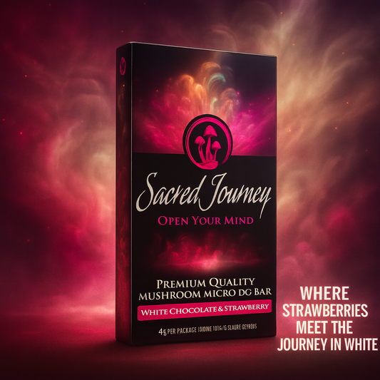 Sacred Journey – White Chocolate & Strawberry | 4g Legal Mushroom Chocolate Bar