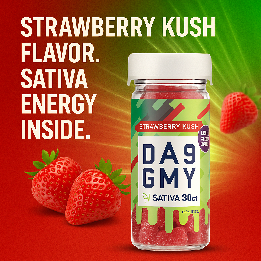 Strawberry Kush Delta-9 Gummies – 810mg | 30ct Sativa Edibles by A Gift From Nature