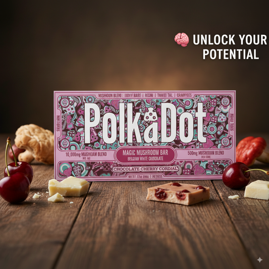 PolkaDot Chocolate Cherry Cordial | Buy 10,000mg Gourmet Mushroom Chocolate Bar