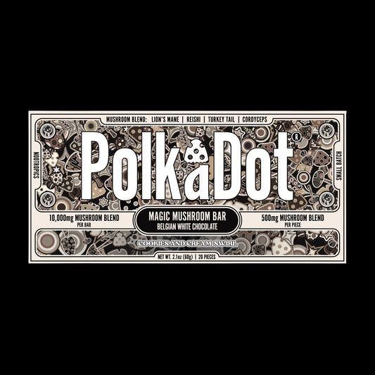 PolkaDot Cookies and Cream Swirl | Buy 10,000mg Gourmet Mushroom Chocolate Bar