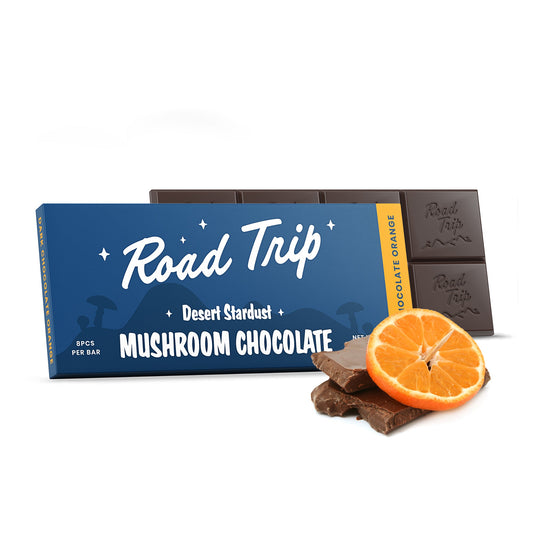 Road Trip Desert Stardust Mushroom Chocolate Bar Dark Chocolate Orange 8 squares lab tested PharmLabs San Diego — Cloud Culture St Pete