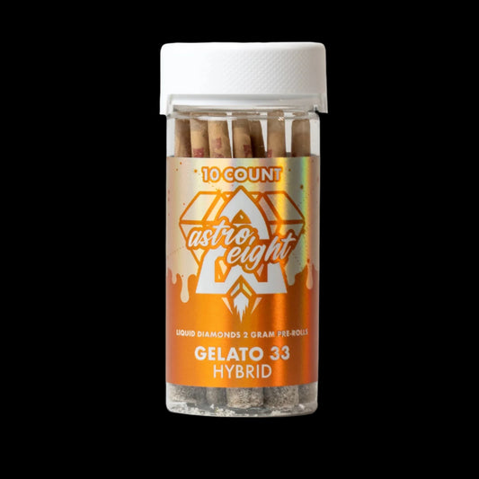 (10ct Jar) ASTRO EIGHT THCA LIQUID DIAMOND 2GRM PREROLL GELATO 33 (HYBRID) (JAR)