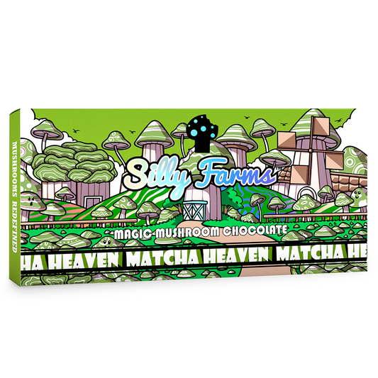 Matcha Mushroom White Chocolate Bar – Silly Farms Matcha Heaven