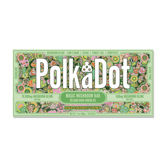 Polkadot Mushroom Chocolate – Maui Coconut Twist 500 mg | Functional Mushroom Chocolate Bar