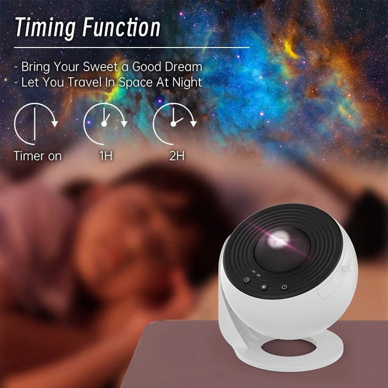Rotating galaxy projector bedroom night light stars aesthetic