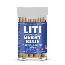LIT THC Diamond 2 g Pre‑Rolls – Berry Blue (Indica, Liquid Diamonds Infused) 10ct Jar