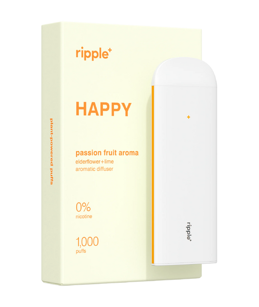 Buy Ripple+ HAPPY – Passionfruit Vape | Uplifting Nicotine‑Free Botanical Vapor
