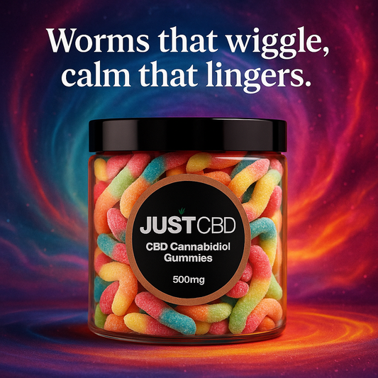 JustCBD Sour Gummy Worms – 500mg CBD | Mixed Fruit Flavors