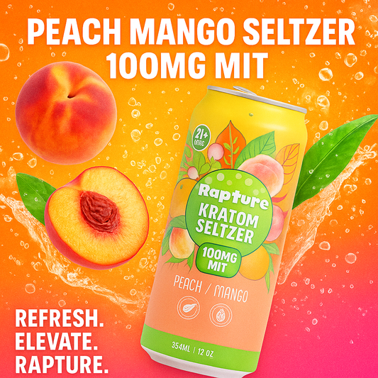 Rapture Kratom Seltzer Peach Mango – Premium 100mg MIT Functional Beverage