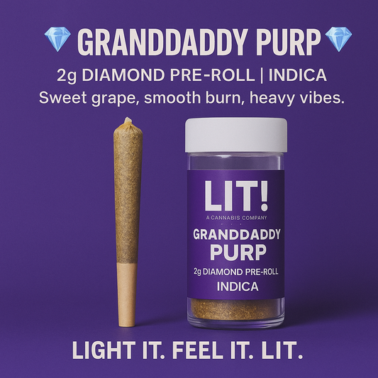 LIT THC Diamond 2 g Pre‑Rolls – GRANDDADDY PURP (Indica, Liquid Diamonds Infused)