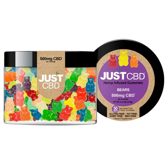 JustCBD Sour Gummy Bears – 500mg CBD | Mixed Fruit Flavors