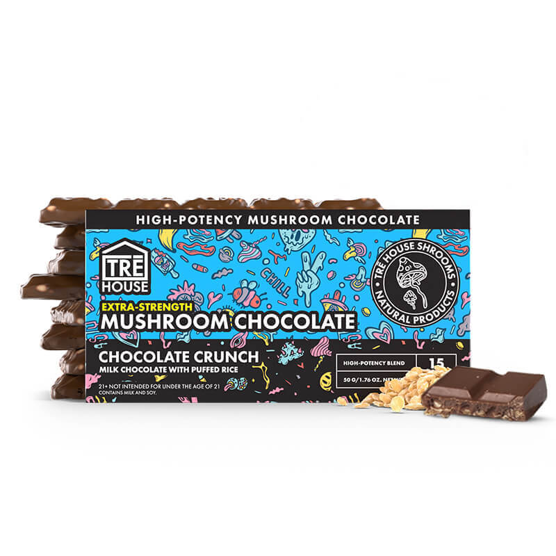 TRE House Extra Strength Mushroom Chocolate Bar Chocolate Crunch 15 squares lab tested COA published — Cloud Culture St Pete