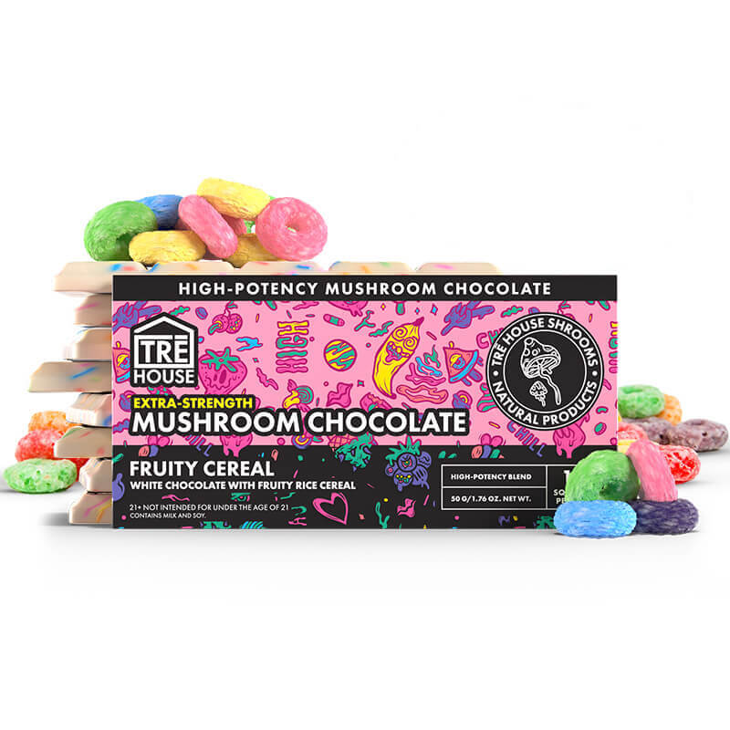 TRE House Extra Strength Mushroom Chocolate Bar Fruity Cereal 15 squares lab tested COA published — Cloud Culture St Pete